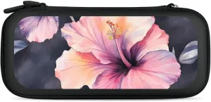 Hibiscus Flowers Compatible with Switch Carrying Case Hard Travel Game Bag Pouch with 15 Games Accessories