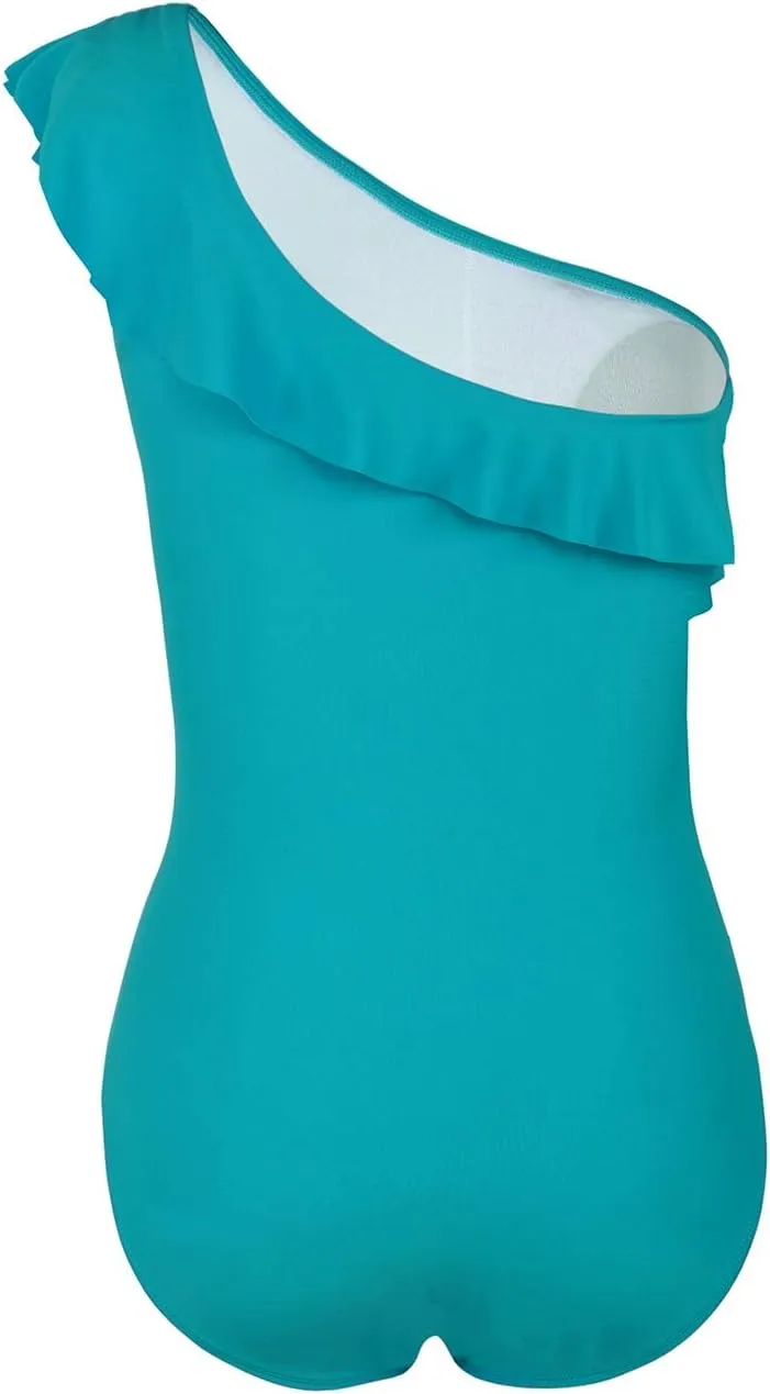 Hilor Women's One Piece Swimsuits Tummy Control Bathing Suits Asymmetric One Shoulder Swimwear