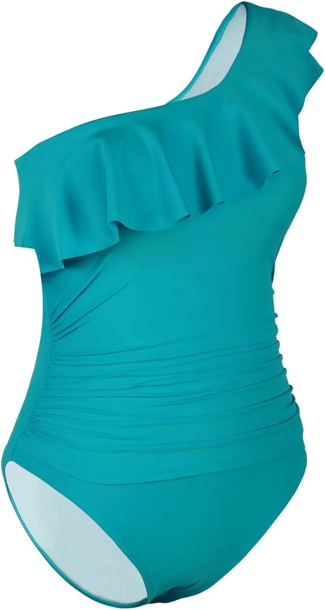 Hilor Women's One Piece Swimsuits Tummy Control Bathing Suits Asymmetric One Shoulder Swimwear