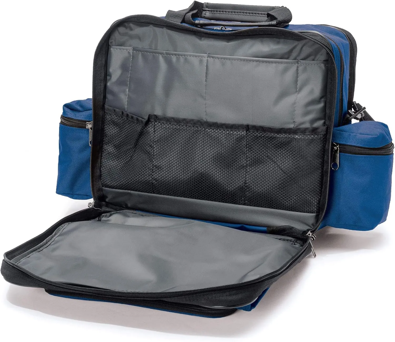 Hopkins Medical Products Mark V Shoulder Bag, HIPAA Compliant Lockable Zippers, Adjustable Straps and Reinforced Bottom, Fold-Down Compartment for Easy Access, 13x11.25x7.5in, Royal Blue