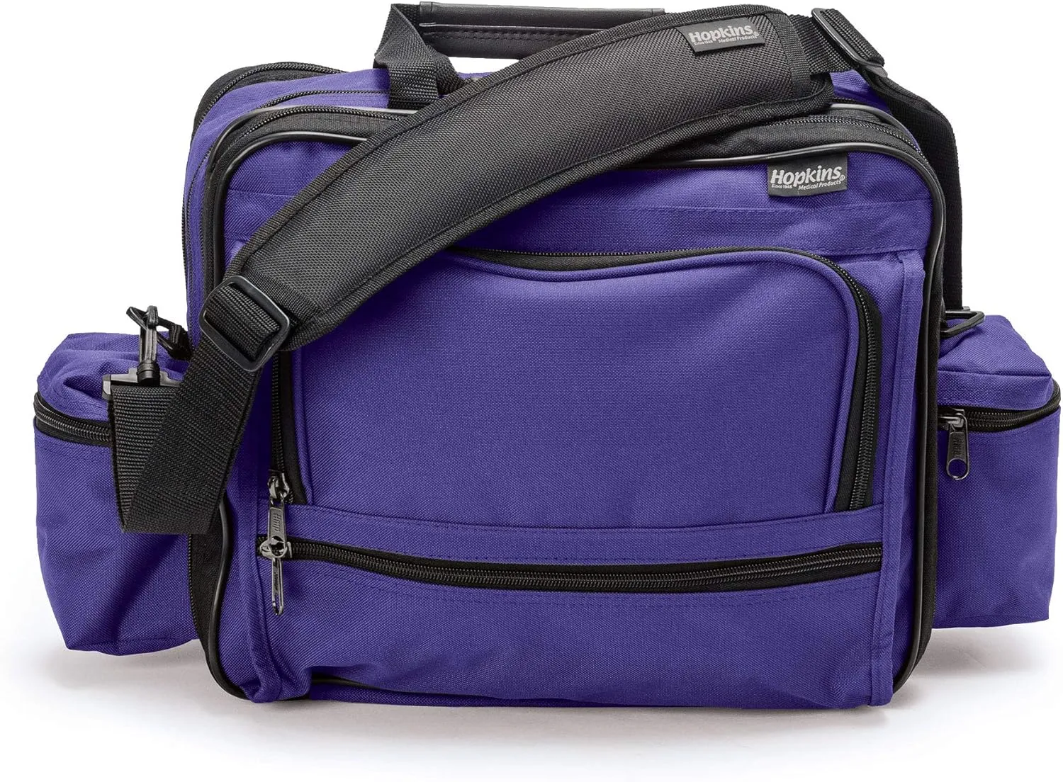 Hopkins Medical Products Mark V Shoulder Bag, HIPAA Compliant Lockable Zippers for Security, Adjustable Straps and Reinforced Bottom, Fold-Down Compartment for Easy Access, 13x11.25x7.5 inch, Purple