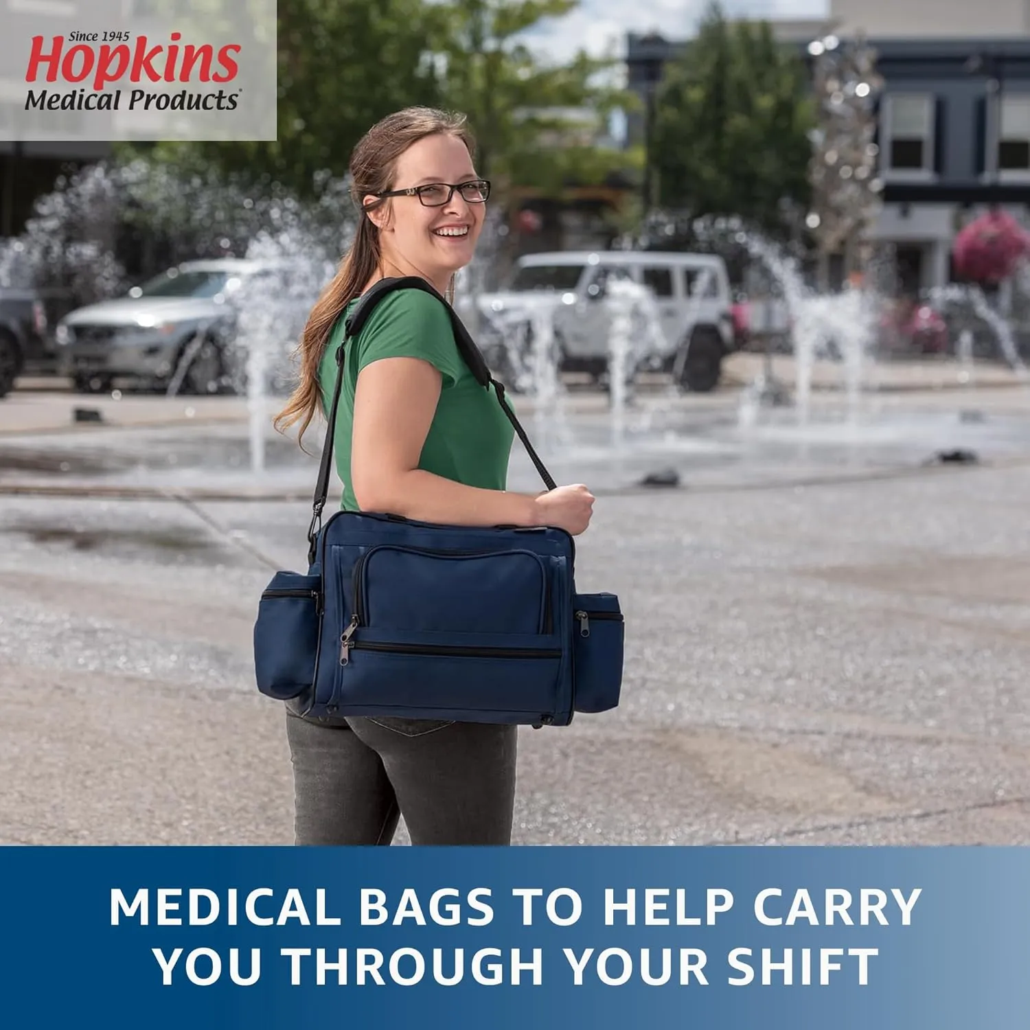Hopkins Medical Products Mark V Shoulder Bag, HIPAA Compliant Lockable Zippers for Security, Adjustable Straps and Reinforced Bottom, Fold-Down Compartment for Easy Access, 13x11.25x7.5 inch, Purple