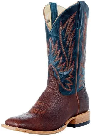 Horsepower Boots Mens Horsepower Top Hand Cowboy Comanche Shrunken Shoulder 13 Navy Explosion Top Boot