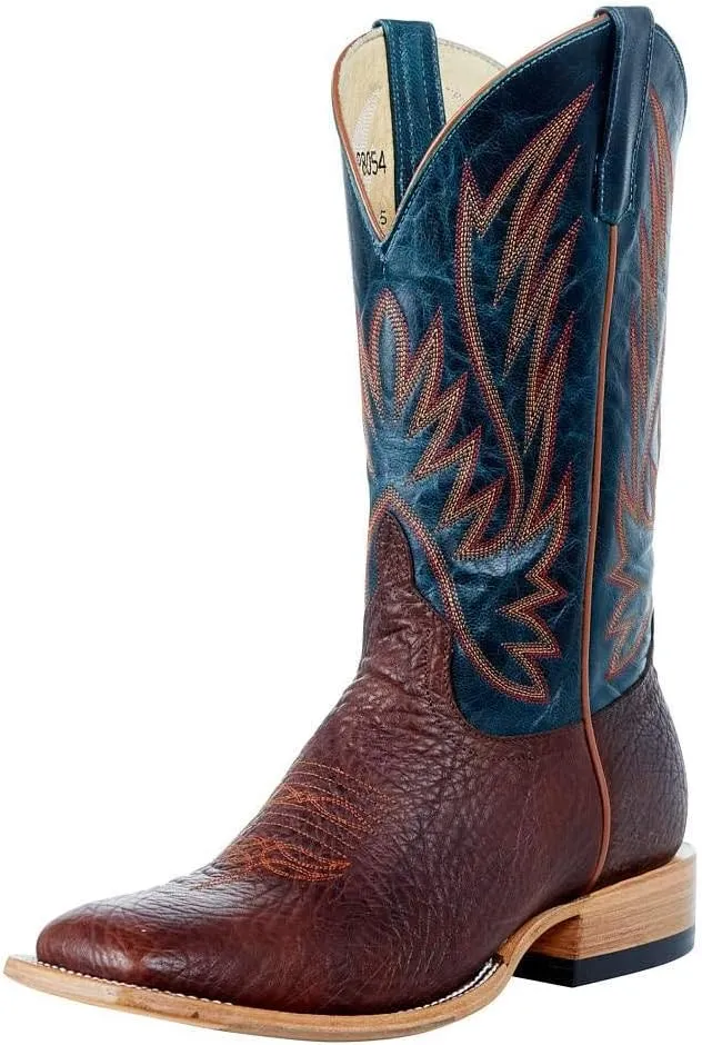 Horsepower Boots Mens Horsepower Top Hand Cowboy Comanche Shrunken Shoulder 13 Navy Explosion Top Boot