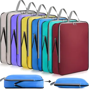Hosuly 6 Pcs 17.3 x 12.6'' Compression Packing Cube Bag Extra Large Travel Expandable Space Saving Organizers XL for Luggage Storage(Colorful)