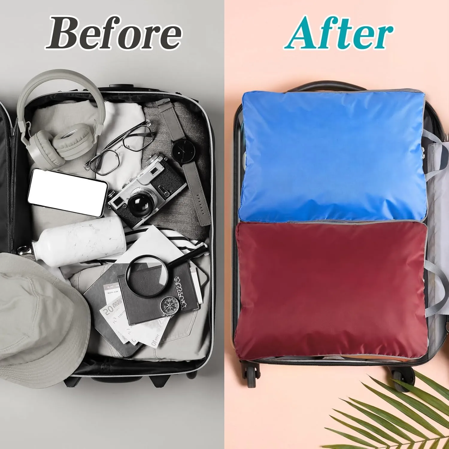 Hosuly 6 Pcs 17.3 x 12.6'' Compression Packing Cube Bag Extra Large Travel Expandable Space Saving Organizers XL for Luggage Storage(Colorful)