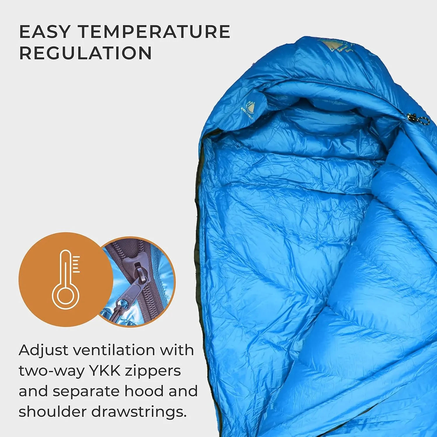 Hyke & Byke Quandary 15°F Cold Weather Mummy Hiking & Backpacking Sleeping Bag - Duck Down 650 FP 3 Season Sleeping Bags for Adults - Ultralight with Compression Stuff Sack