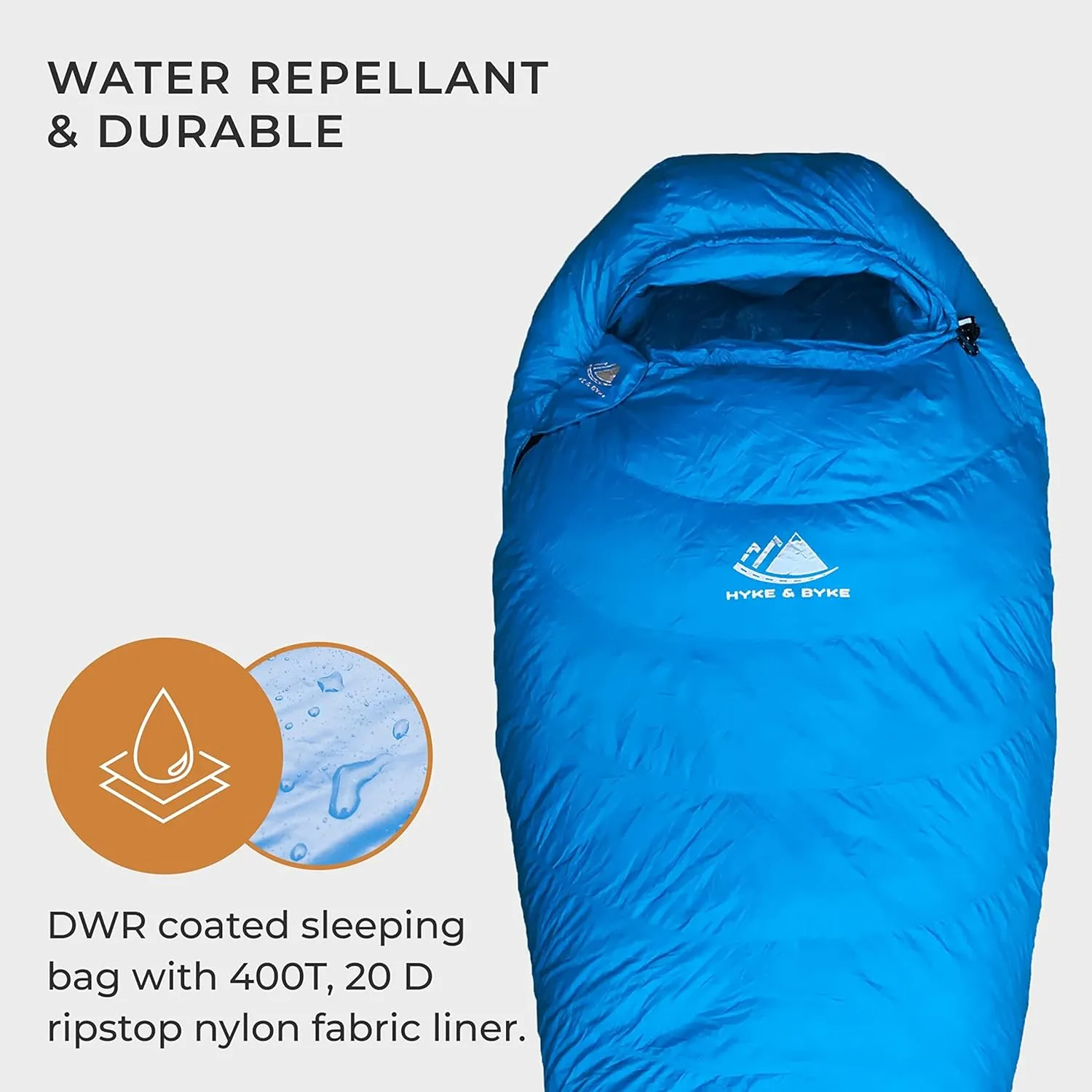 Hyke & Byke Quandary 15°F Cold Weather Mummy Hiking & Backpacking Sleeping Bag - Duck Down 650 FP 3 Season Sleeping Bags for Adults - Ultralight with Compression Stuff Sack