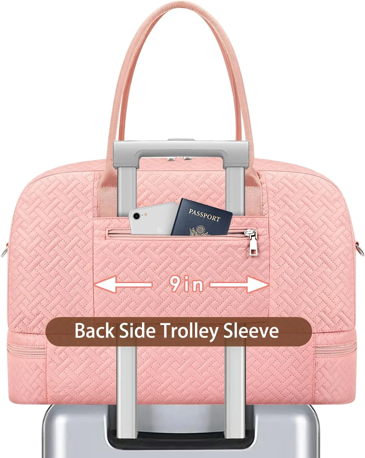 IBFUN Weekender Bags for Women, Large Overnight Bag Canvas Travel Duffel Bag Carry On Tote with Shoe Compartment 21" 3Pcs Set
