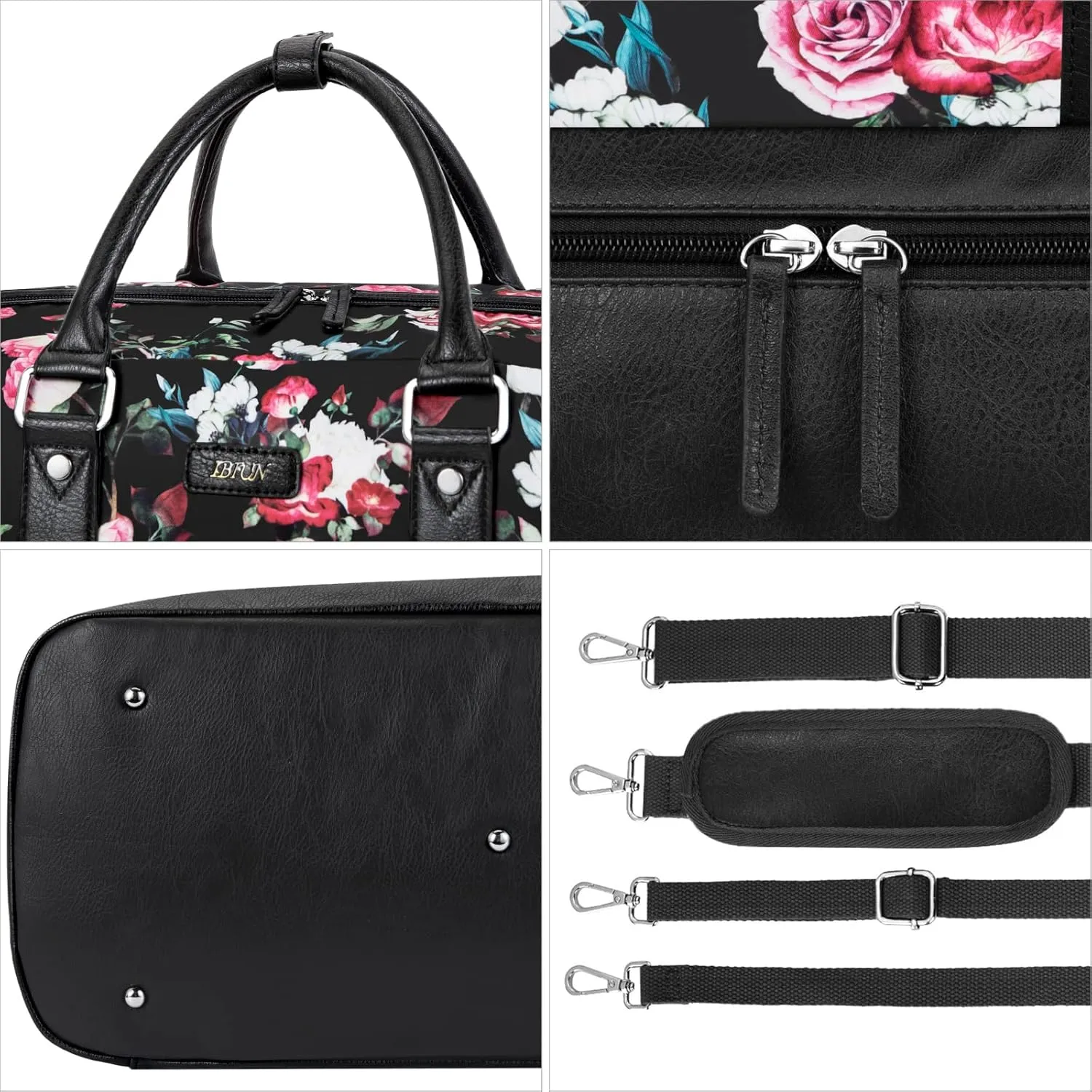 IBFUN Weekender Bags for Women, Large Overnight Bag Canvas Travel Duffel Bag Carry On Tote with Shoe Compartment 21" 3Pcs Set