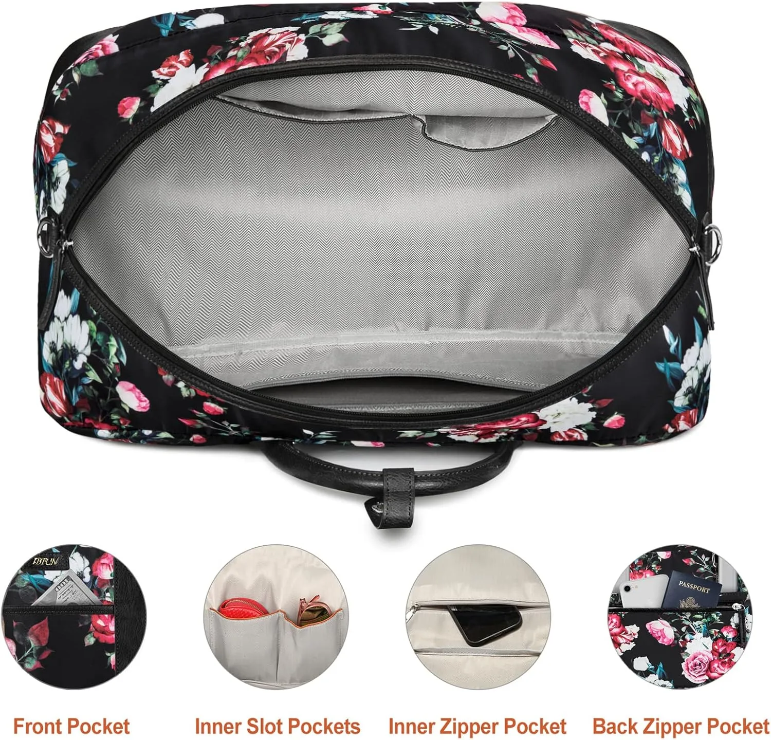 IBFUN Weekender Bags for Women, Large Overnight Bag Canvas Travel Duffel Bag Carry On Tote with Shoe Compartment 21" 3Pcs Set