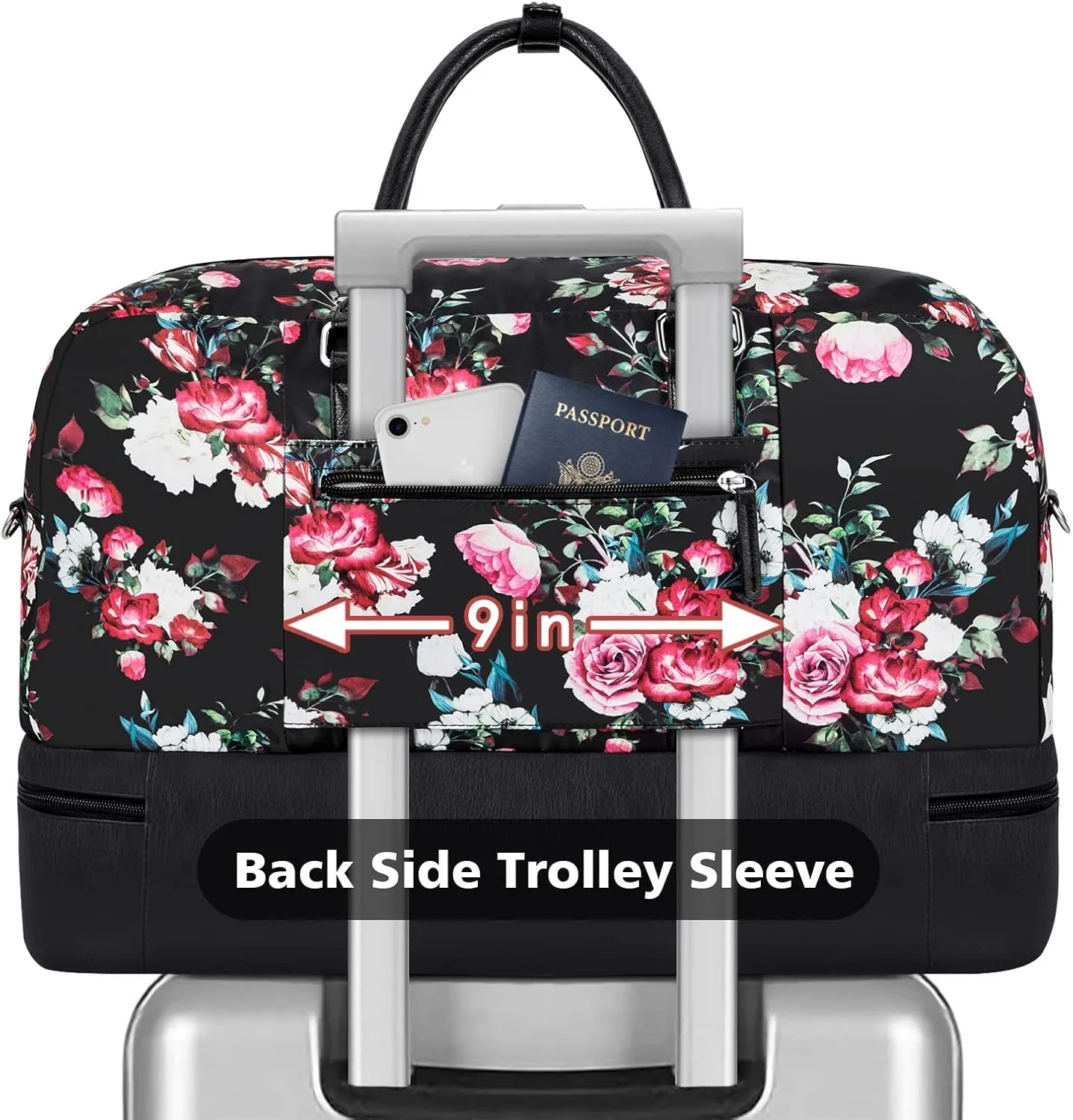 IBFUN Weekender Bags for Women, Large Overnight Bag Canvas Travel Duffel Bag Carry On Tote with Shoe Compartment 21" 3Pcs Set