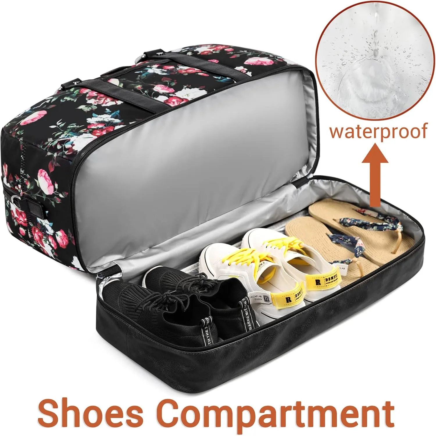 IBFUN Weekender Bags for Women, Large Overnight Bag Canvas Travel Duffel Bag Carry On Tote with Shoe Compartment 21" 3Pcs Set