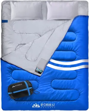 IFORREST Double Sleeping Bag for Adults - 2 Person Cold Weather(3-4 Seasons) Camping Bed, Extra-Wide & Warm - Queen Size XL