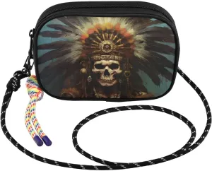 Indian Chief Skull Brown Crossbody Bags for Women Cell Phone Purses Women's Shoulder Handbags Wallet Purse with Adjustable Strap