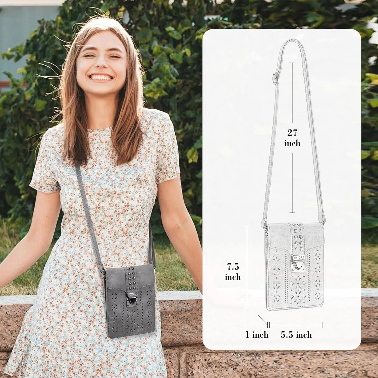 INICAT Small Crossbody Bags for Women Gifts for Teenage Girls Leather Cell Phone Purse