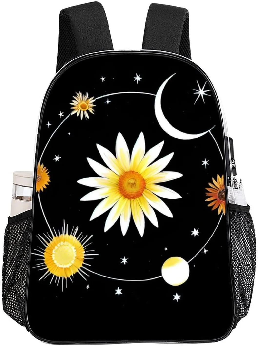 Interstellar Orbit Sun Flower Art Daypack Transparent Anti-Theft Multipurpose Bookbag Big Capacity Gym Outdoor Hiking Backpack With Adjustable Shoulder Straps