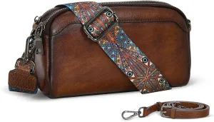 Iswee Genuine Leather Crossbody Bags for Women Trendy Designer Shoulder Bag Satchel Handbags Daily