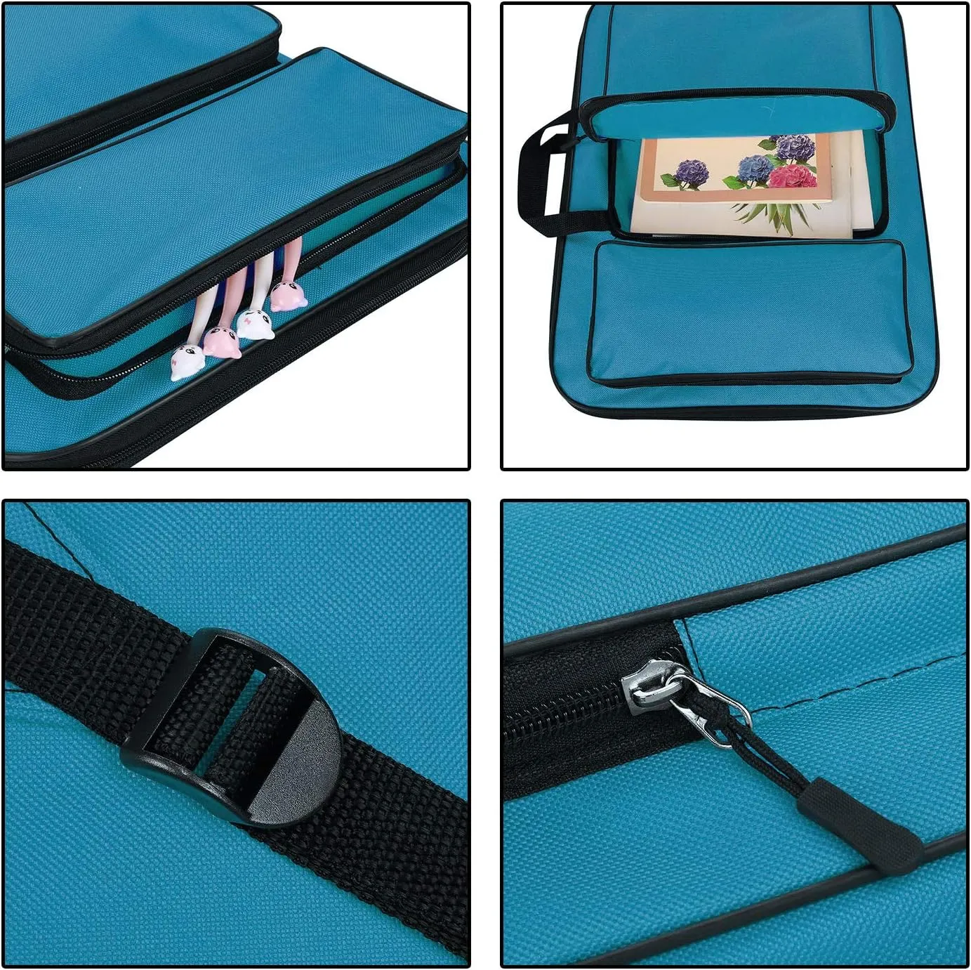 ITODA A3 Art Portfolio Carry Case Bag Drawboard Tote Handheld Storage Portable Shoulder Lightweight Box for 8k Sketch Pad Artist Drawing Painting Supplies