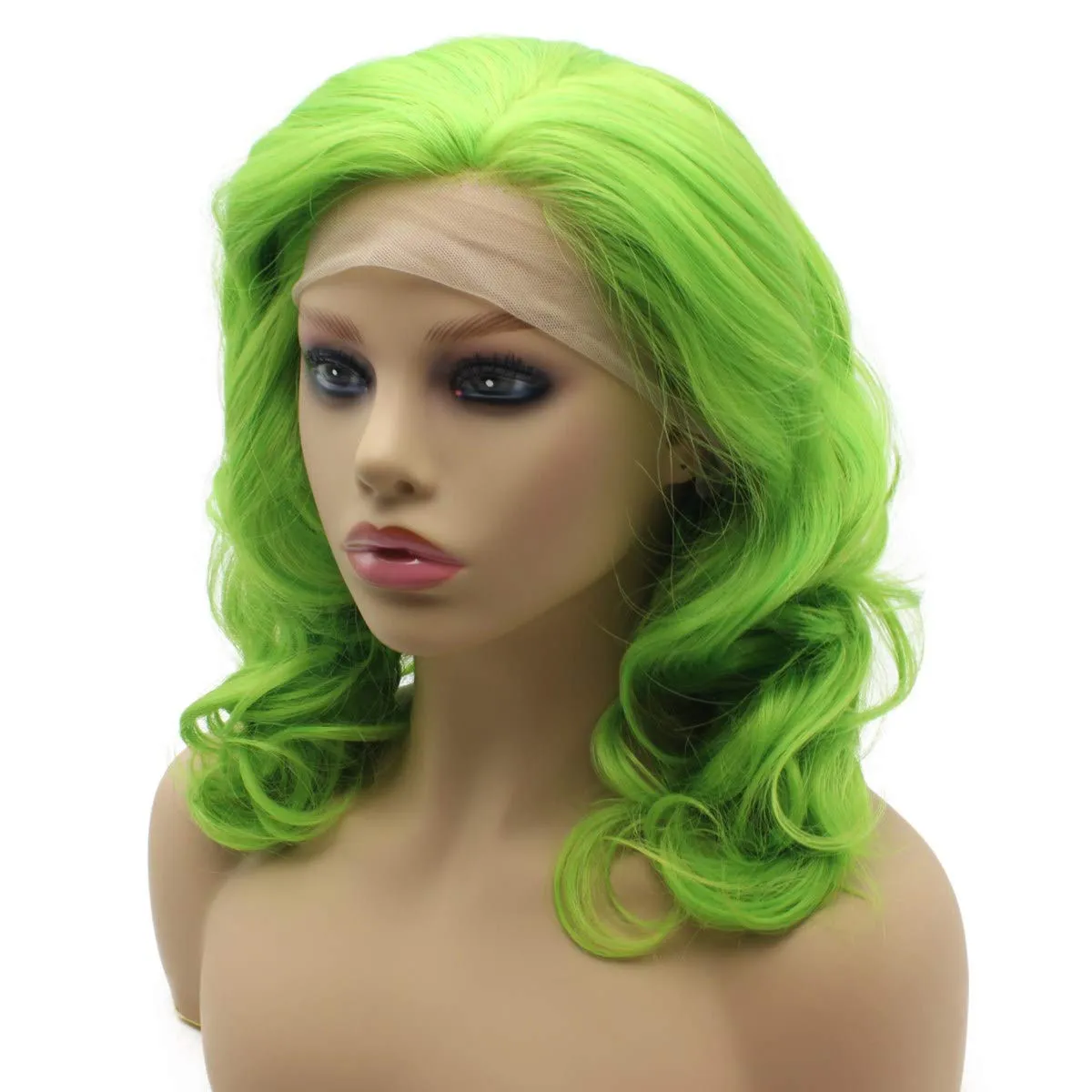 iwonawig Shoulder Length Wavy Synthetic Lace Front Wig Heat Friendly Fiber Hair