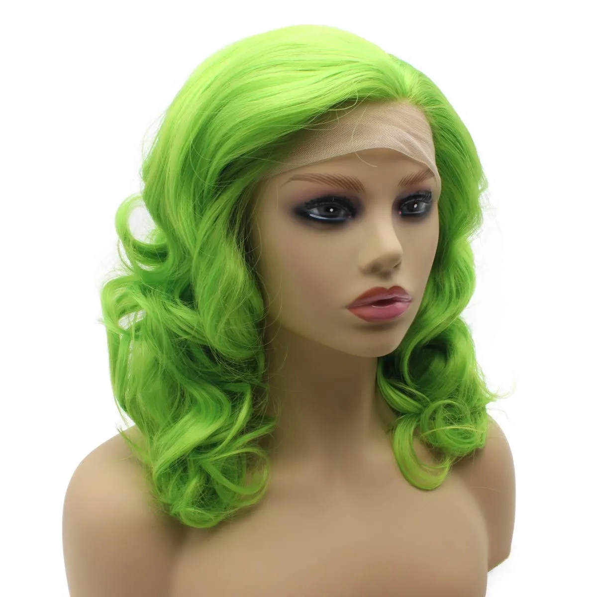 iwonawig Shoulder Length Wavy Synthetic Lace Front Wig Heat Friendly Fiber Hair