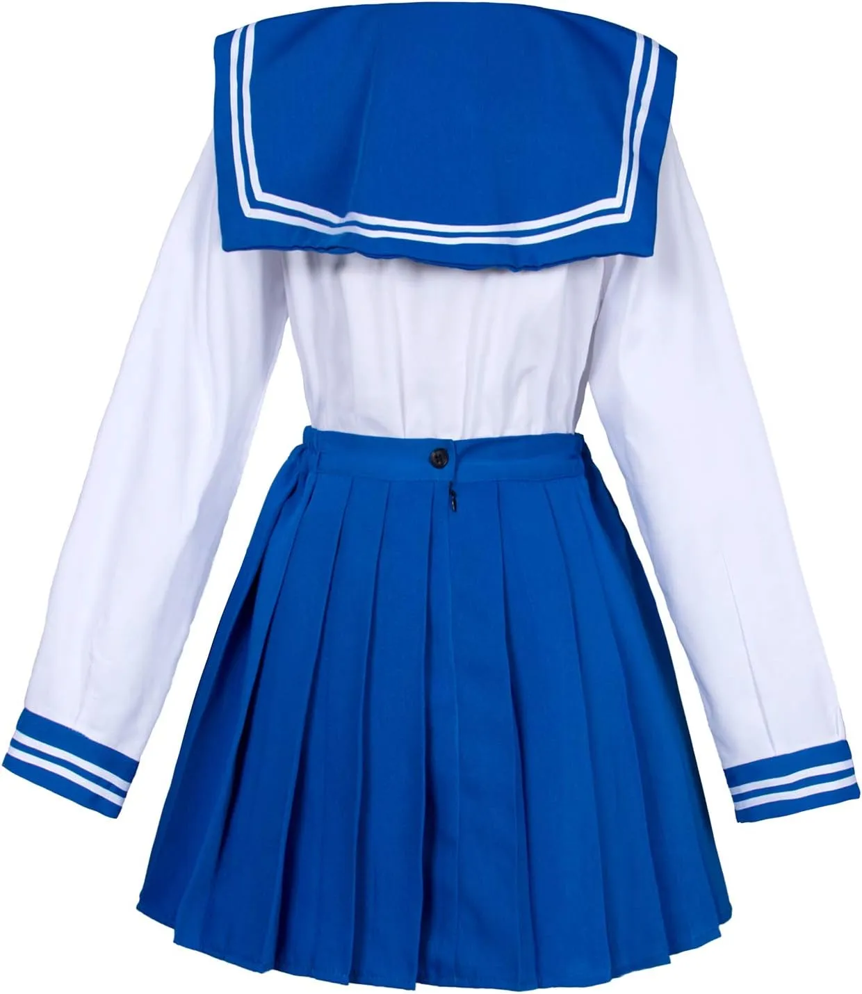 Japanese School Girls Uniform Sailor Navy Blue Pleated Skirt Anime Cosplay Costumes with Socks Set(SSF13)