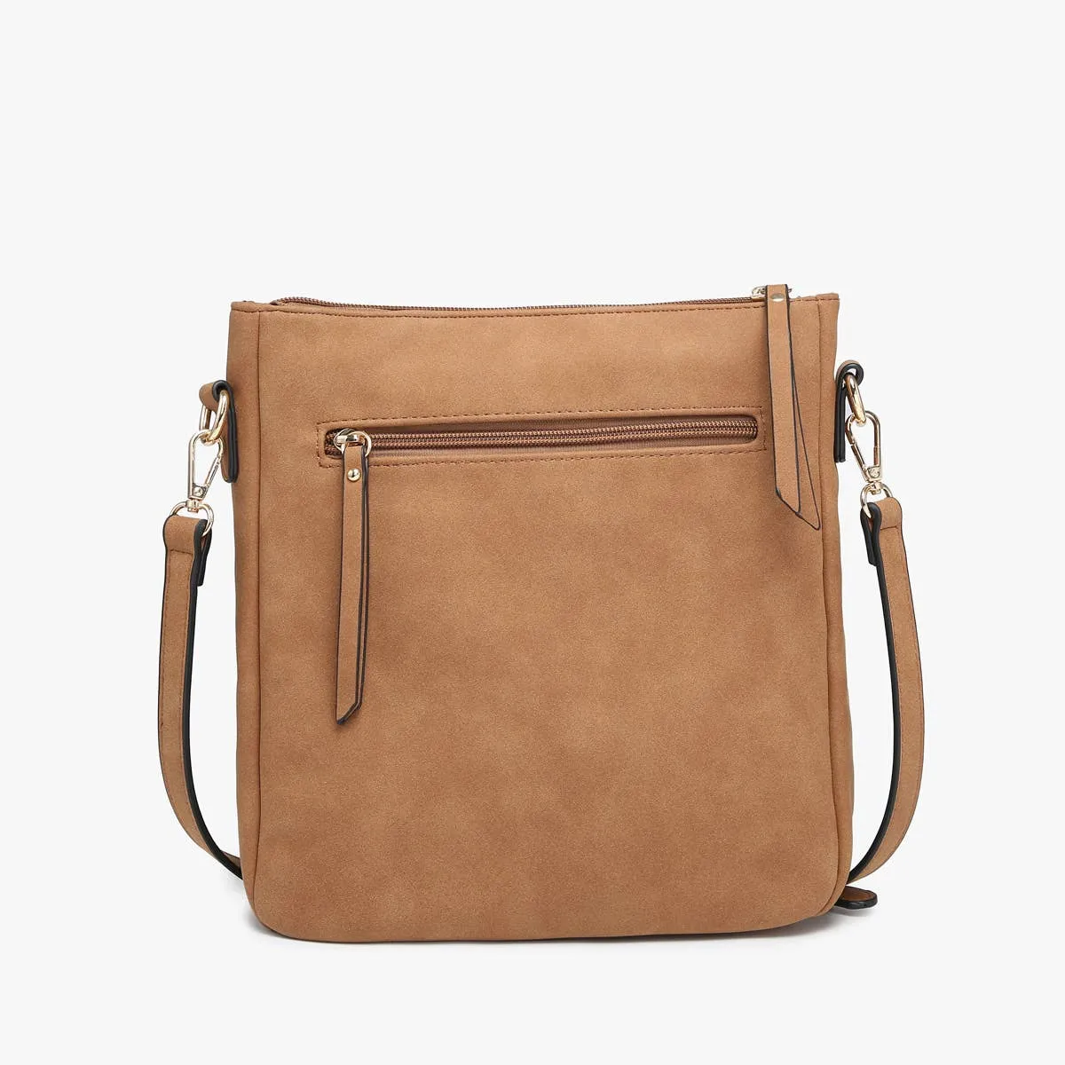 Jen & Co. - M2347 Layla Faux Suede Whipstitch Crossbody w/ Tassel: Charcoal ###