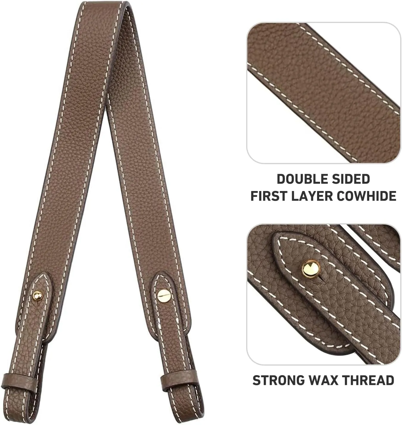 jiesinlov Genuine Leather Shoulder Bag Straps Replacement for Picotin Handbags (Gold Taupe-S)
