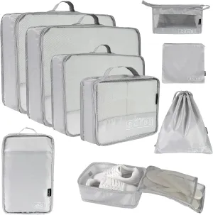 JJ Power 9 Set Packing Cubes for Suitcases, Travel Essentials for Carry on, Luggage Organizer Bags All Included(Grey)