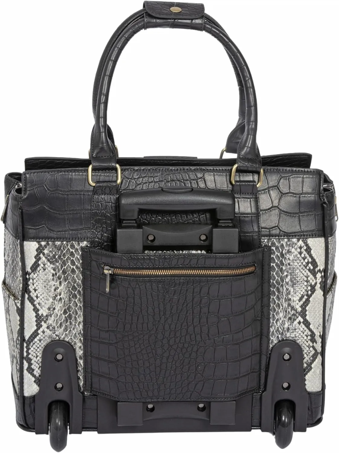 JKM & Company Rolling Laptop Bag for Women | Designer Wheeled Briefcase | Fits 13-17" Laptops | Office Travel Computer Case (Firenze)