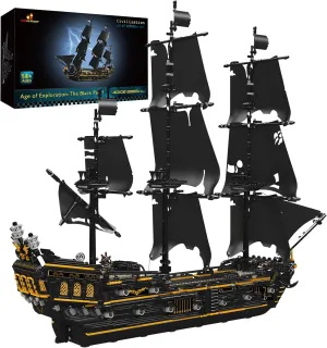 JMBricklayer Pirate Ship Model Building Sets, Black Pearl Mysterious Toys Kits, Collectible Blocks, Cool Toy, Gifts for Boys Teens Collectors (Upgraded Version, 3180 Pieces), (40102)