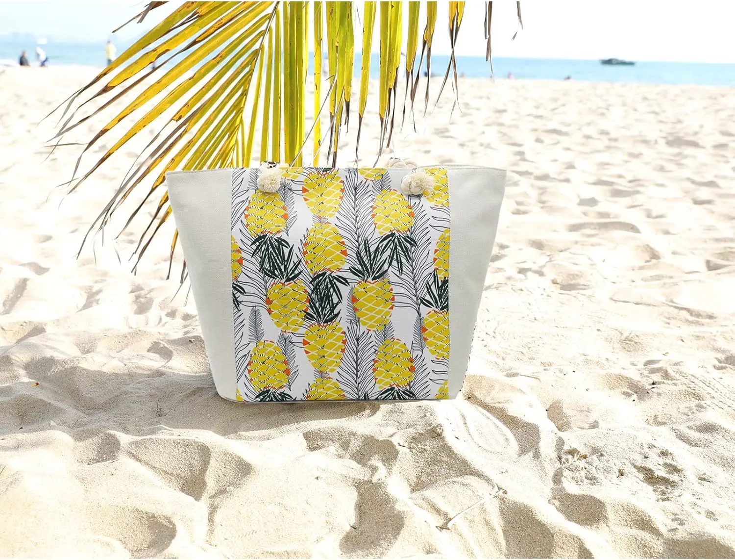 JNF Extra Large Canvas Beach Bags for Women Shoulder Bag Beach Tote Bag with Cotton Rope Handles