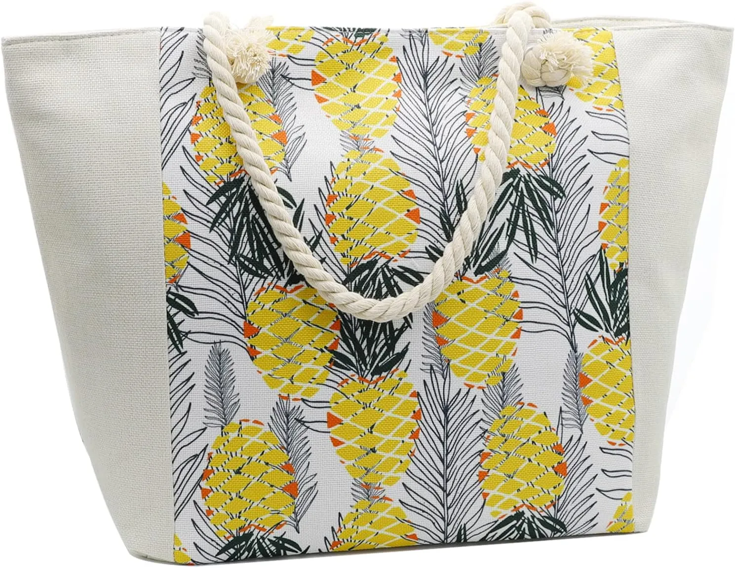 JNF Extra Large Canvas Beach Bags for Women Shoulder Bag Beach Tote Bag with Cotton Rope Handles