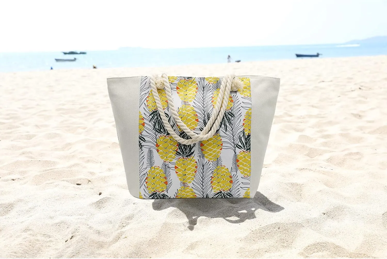 JNF Extra Large Canvas Beach Bags for Women Shoulder Bag Beach Tote Bag with Cotton Rope Handles