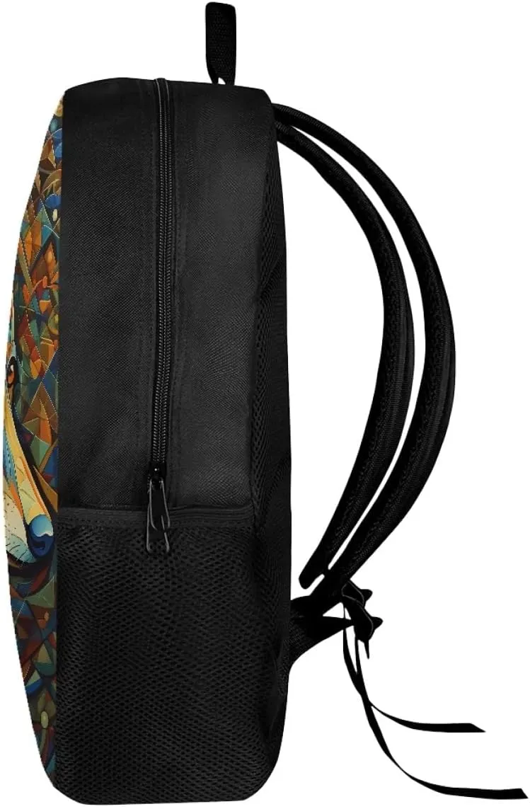 JooMeryer Art Geometry Fox Backpack for Teens Kids Boys 17 inch Large Capacity Children School Rucksack Book Bags Daypack,Art Geometry Fox
