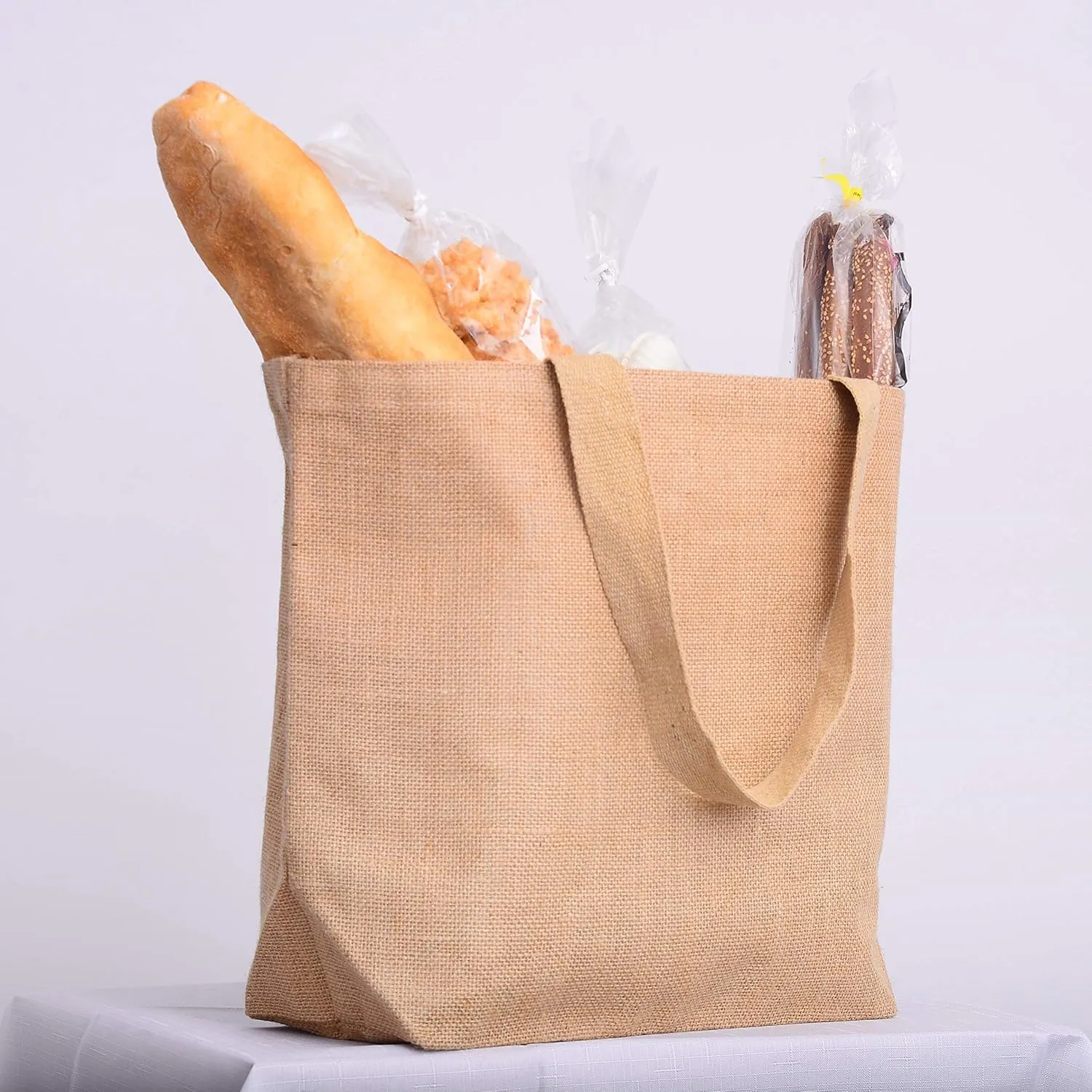Jute Burlap Beach Tote Bags Eco-Friendly Shopping Totes w/Cotton Lining (1, Extra Large (24"W x 19"H x 6"D))