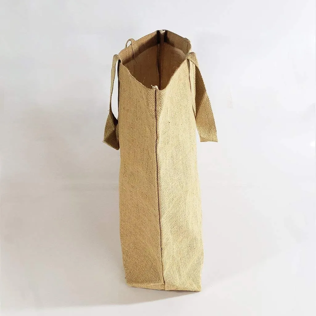 Jute Burlap Beach Tote Bags Eco-Friendly Shopping Totes w/Cotton Lining (1, Extra Large (24"W x 19"H x 6"D))