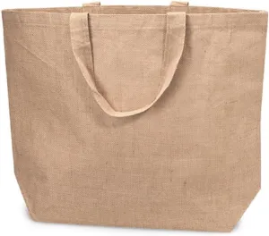 Jute Burlap Beach Tote Bags Eco-Friendly Shopping Totes w/Cotton Lining (1, Extra Large (24"W x 19"H x 6"D))