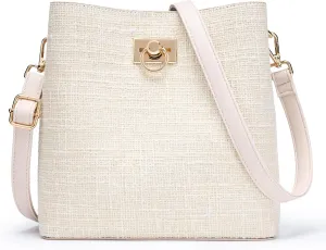 KALIDI Crossbody Purses for Women Vegan Leather Bucket Bag Fashion Ladies Crossbody Handbag Shoulder Purse with Multi Pockets