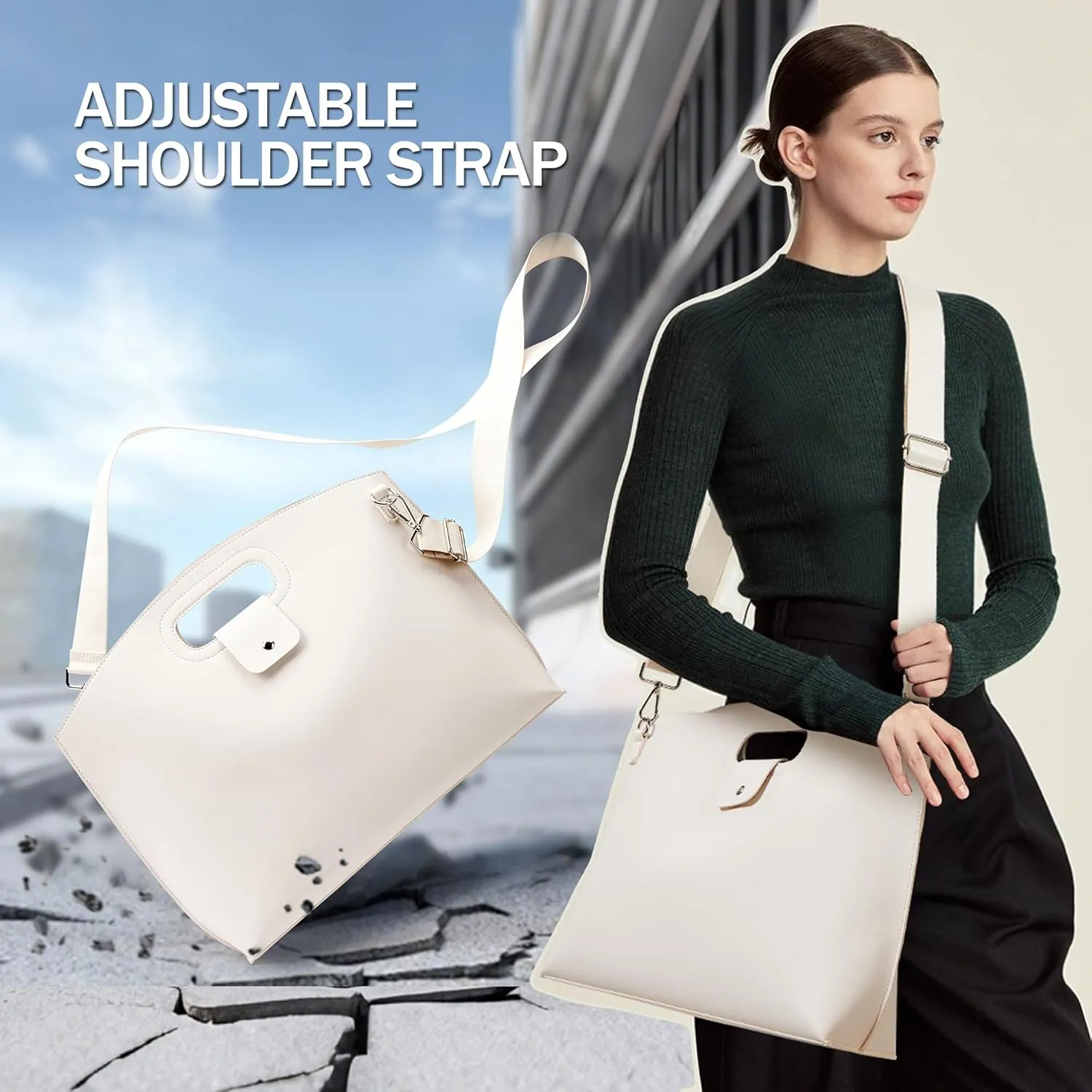 KALIDI Messenger Bag 16 Inch Slim Laptop Vegan Leather Briefcase Crossbody Tote for 15.6" Notebook Business Work Office Bag