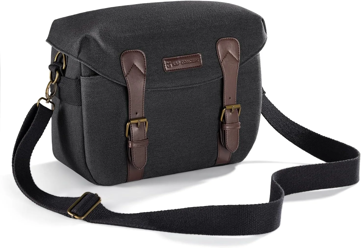 K&F Concept Sling Camera Bag, Crossbody Photography Camera Shoulder Bag SLR DSLR Canvas Camera Case Portable Bag for Women and Men, Black