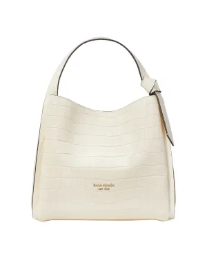 Kate Spade Knott Croc-embossed Medium Crossbody Tote Halo White