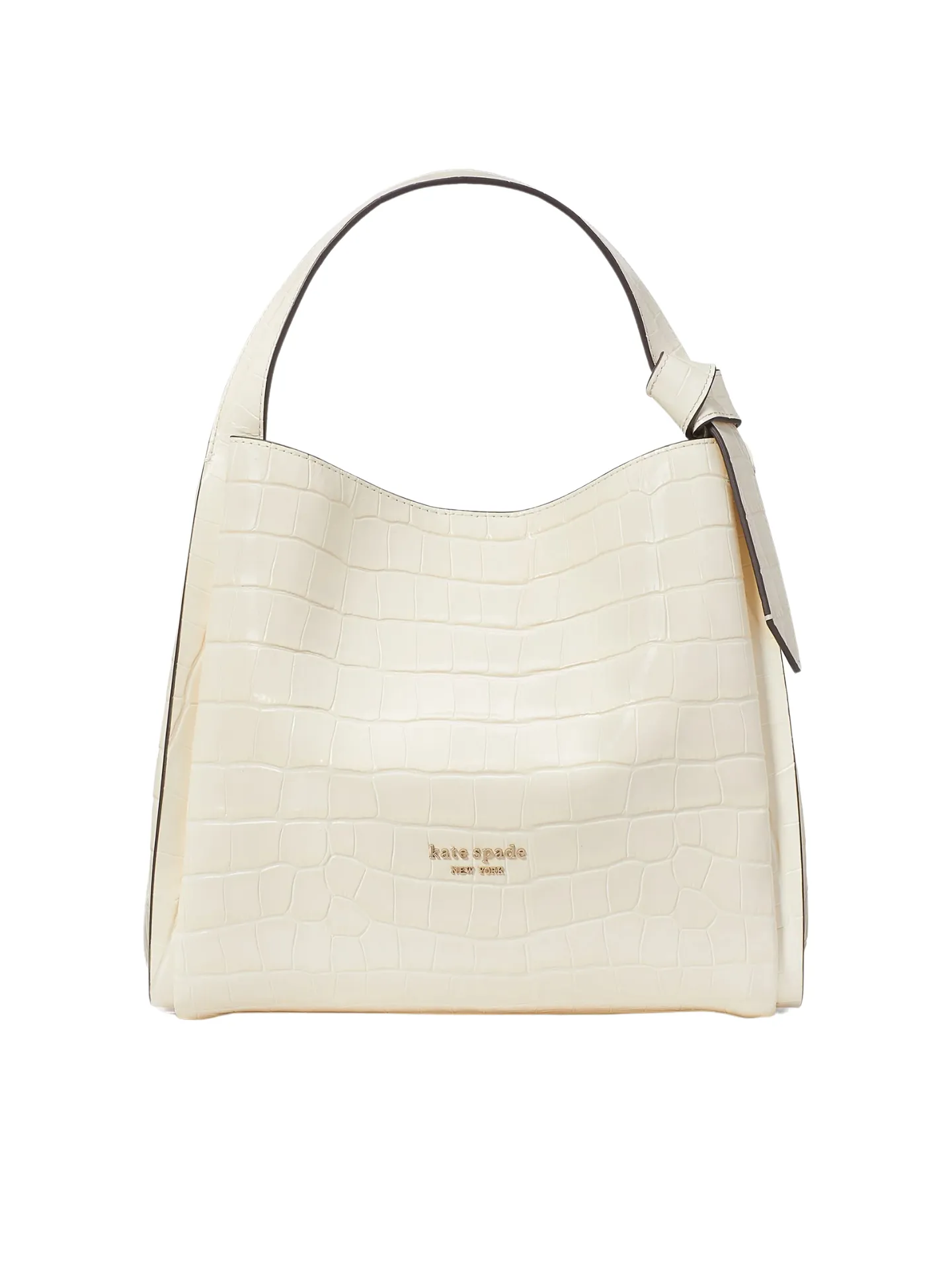 Kate Spade Knott Croc-embossed Medium Crossbody Tote Halo White