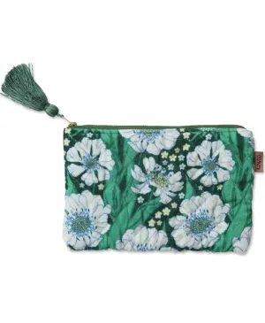 Kip & Co Tumbling Flowers Green Velvet Cosmetics Purse