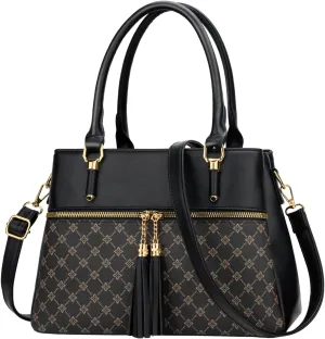 KKXIU Women Satchel Bags Handle Shoulder Handbags and Purses Pockets Zipper Leather Crossbody Bags