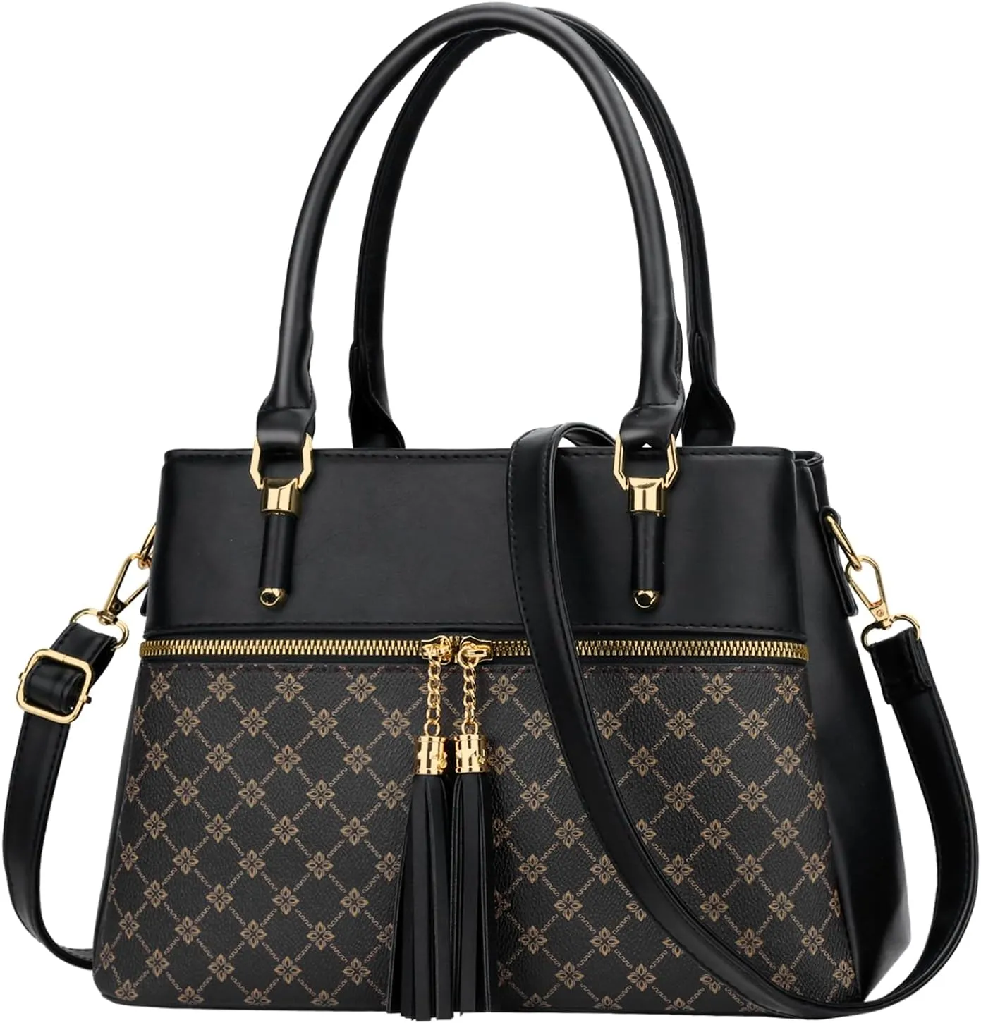 KKXIU Women Satchel Bags Handle Shoulder Handbags and Purses Pockets Zipper Leather Crossbody Bags