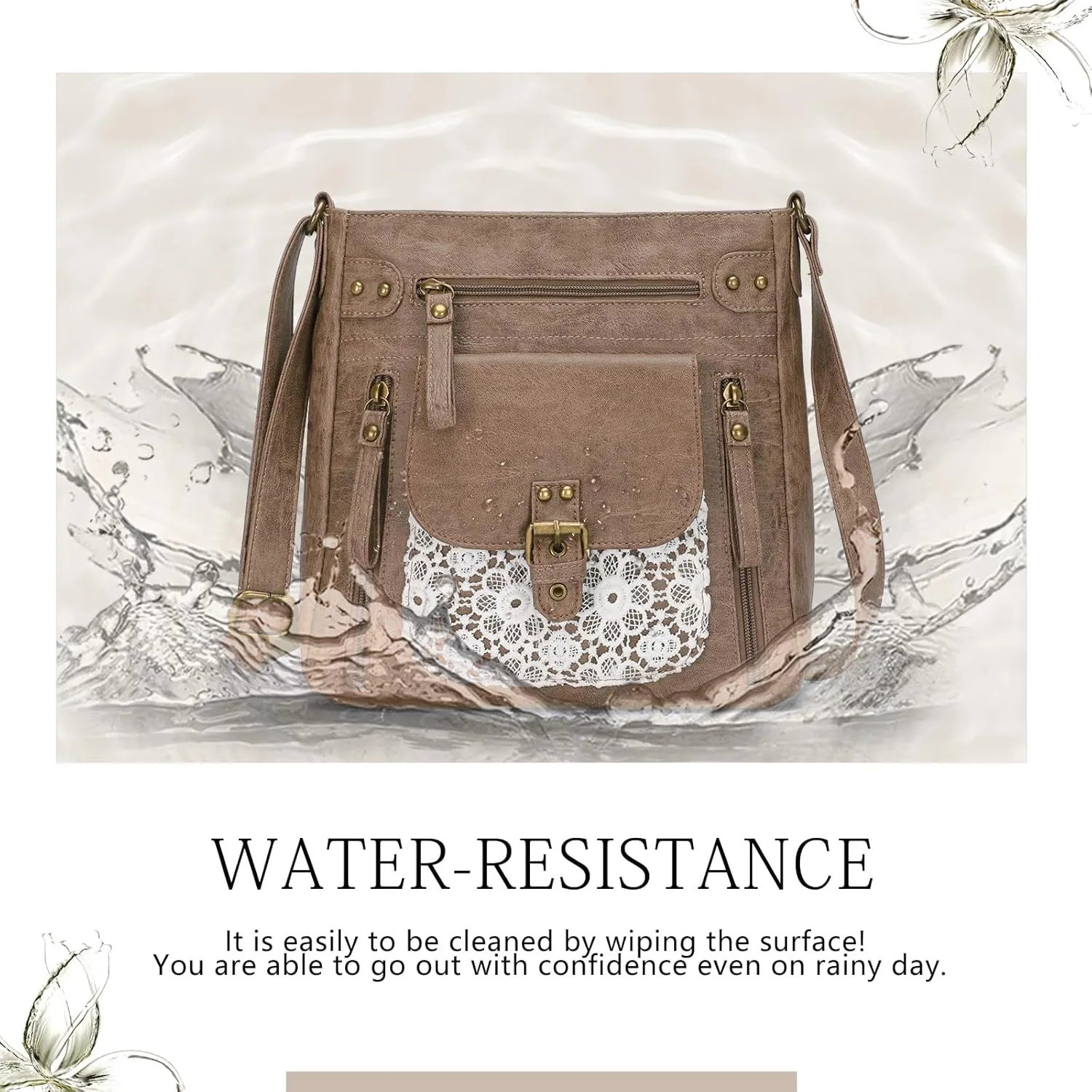 KL928 Crossbody Bags for Women, Multi Pocket Shoulder Bags, Medium PU Leather Cross Body Purses