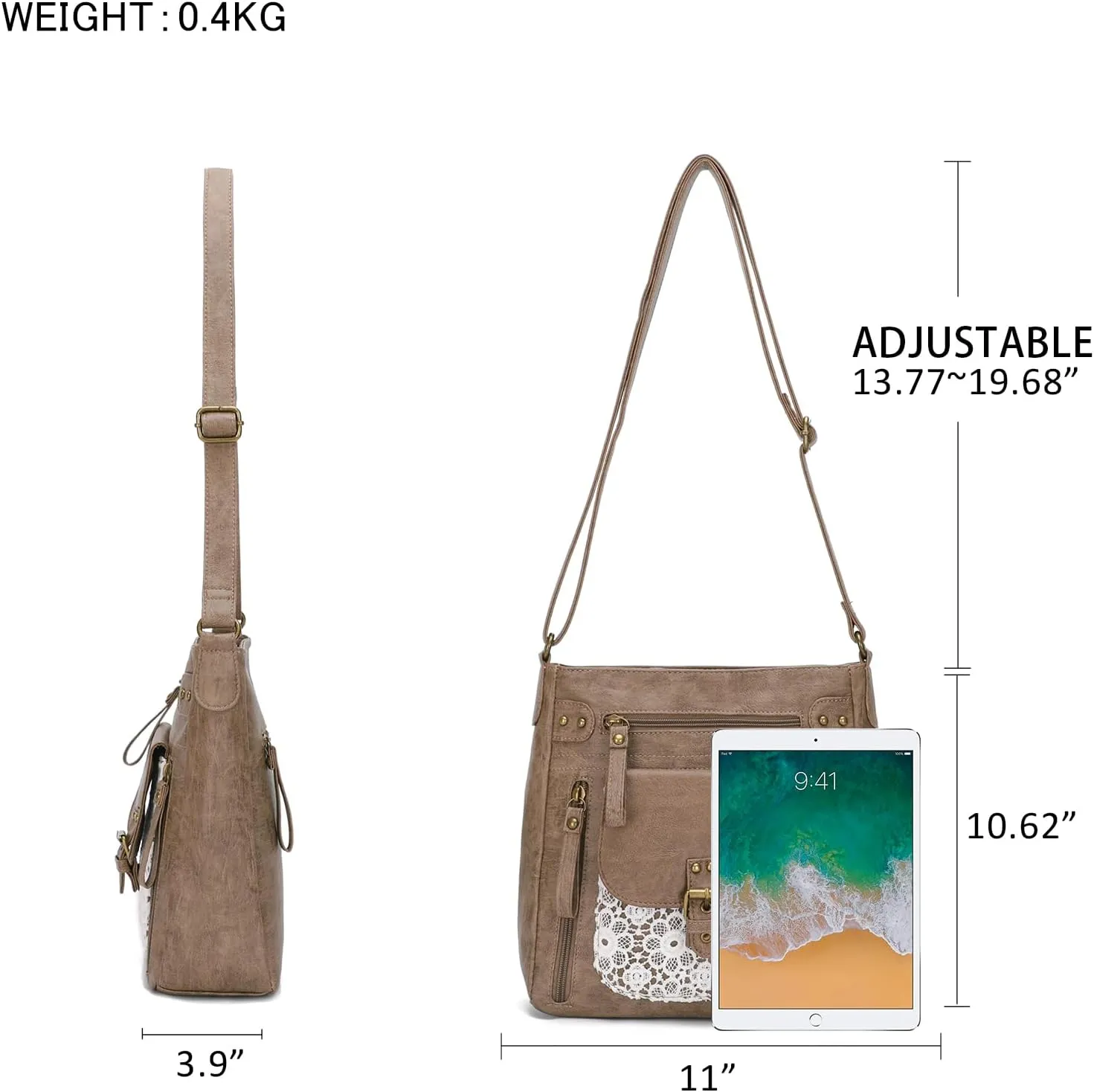 KL928 Crossbody Bags for Women, Multi Pocket Shoulder Bags, Medium PU Leather Cross Body Purses