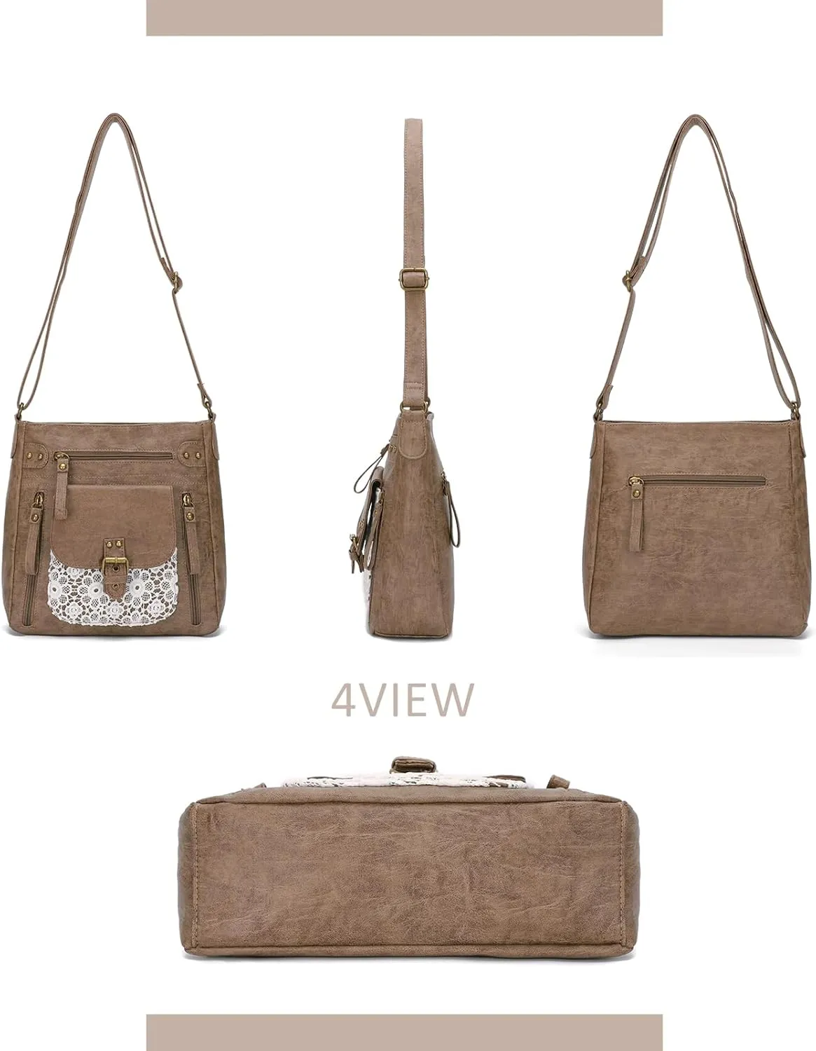KL928 Crossbody Bags for Women, Multi Pocket Shoulder Bags, Medium PU Leather Cross Body Purses