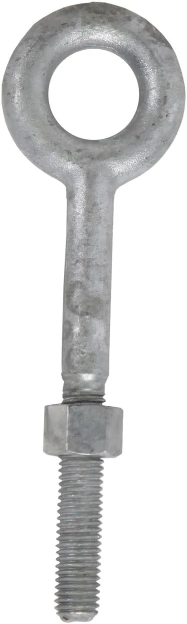 Koch 105130 Forged Steel Eye Bolt with Nut, 1/2" by 8", Hot Dipped Galvanized Steel, for Anchoring Chain and Wire Rope, 2,200 lbs. Working Load Limit